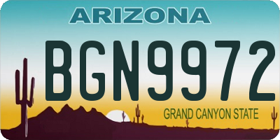 AZ license plate BGN9972