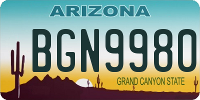 AZ license plate BGN9980