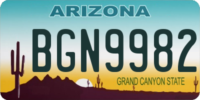 AZ license plate BGN9982