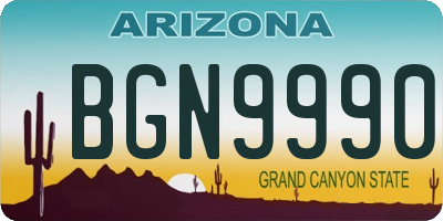 AZ license plate BGN9990