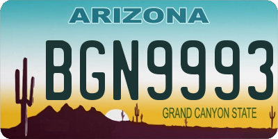 AZ license plate BGN9993