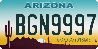AZ license plate BGN9997