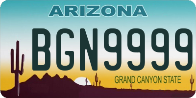 AZ license plate BGN9999