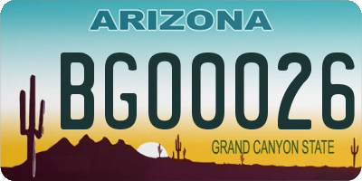 AZ license plate BGO0026