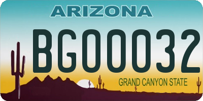AZ license plate BGO0032