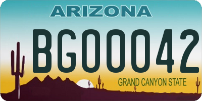 AZ license plate BGO0042