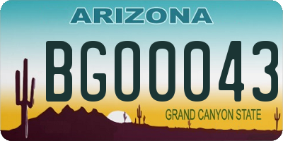 AZ license plate BGO0043