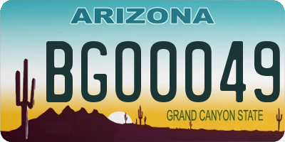 AZ license plate BGO0049
