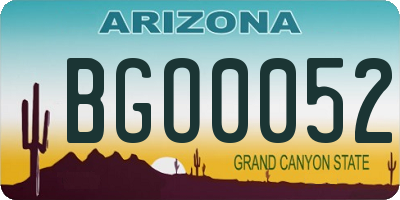 AZ license plate BGO0052