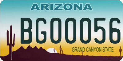 AZ license plate BGO0056