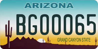 AZ license plate BGO0065