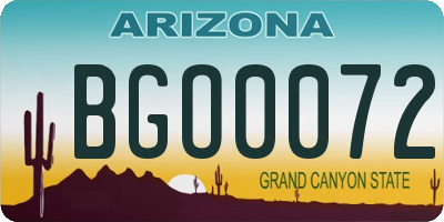 AZ license plate BGO0072