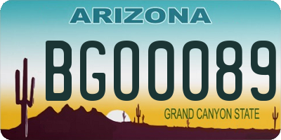 AZ license plate BGO0089