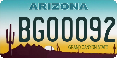 AZ license plate BGO0092