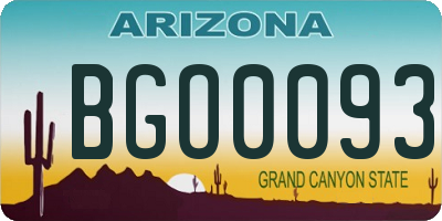 AZ license plate BGO0093