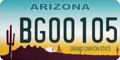 AZ license plate BGO0105