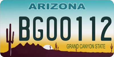 AZ license plate BGO0112