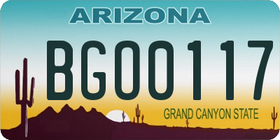 AZ license plate BGO0117