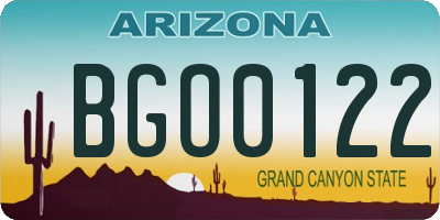 AZ license plate BGO0122