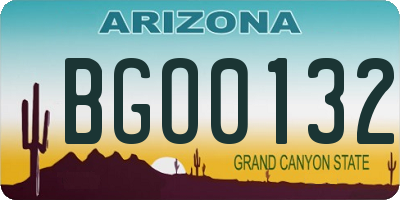 AZ license plate BGO0132