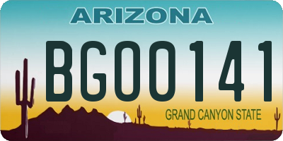 AZ license plate BGO0141