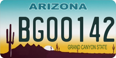 AZ license plate BGO0142