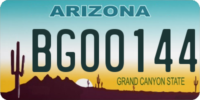 AZ license plate BGO0144