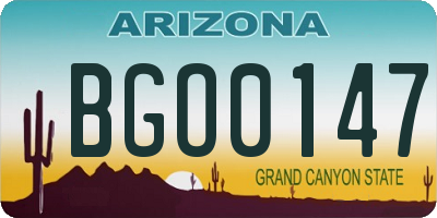 AZ license plate BGO0147