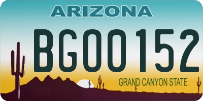 AZ license plate BGO0152