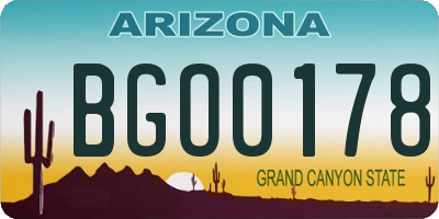 AZ license plate BGO0178