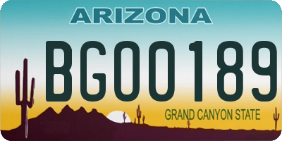 AZ license plate BGO0189