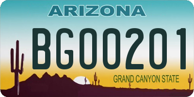 AZ license plate BGO0201