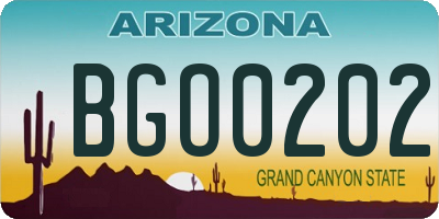 AZ license plate BGO0202