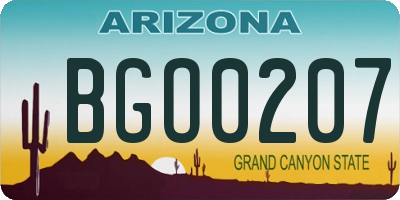 AZ license plate BGO0207