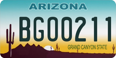 AZ license plate BGO0211