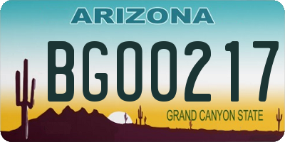 AZ license plate BGO0217