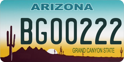 AZ license plate BGO0222