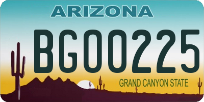 AZ license plate BGO0225