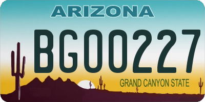 AZ license plate BGO0227