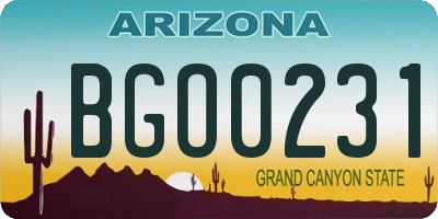 AZ license plate BGO0231