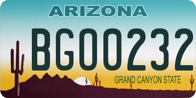 AZ license plate BGO0232