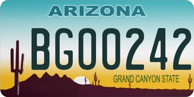 AZ license plate BGO0242