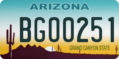 AZ license plate BGO0251