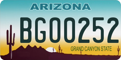 AZ license plate BGO0252