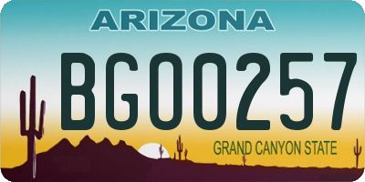 AZ license plate BGO0257