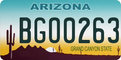 AZ license plate BGO0263