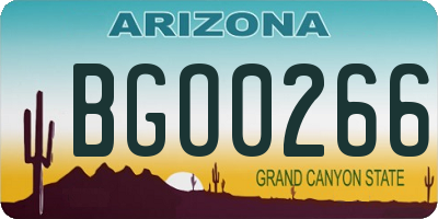 AZ license plate BGO0266