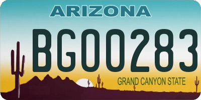 AZ license plate BGO0283