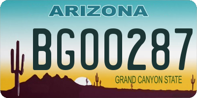 AZ license plate BGO0287