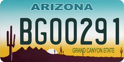 AZ license plate BGO0291